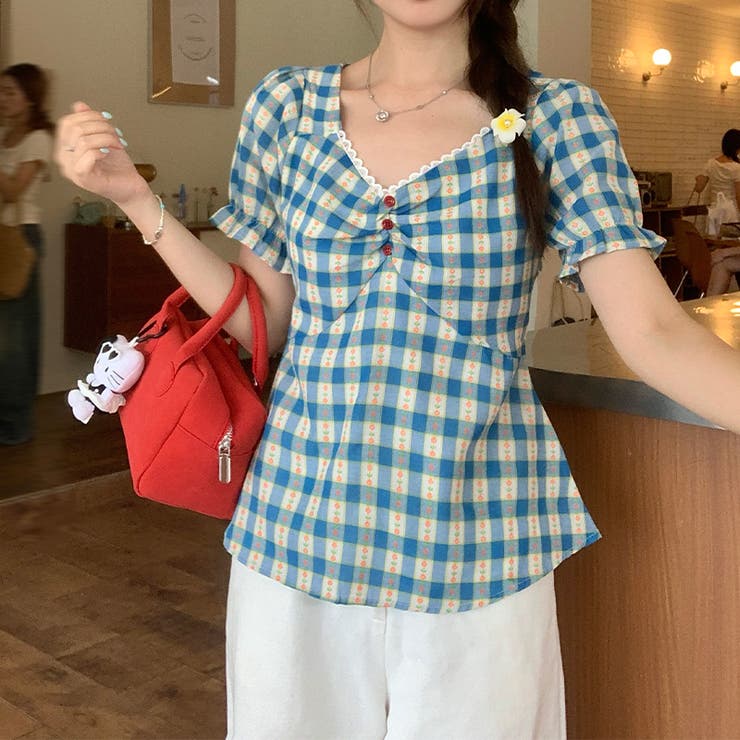 小花柄 チェック 半袖シャツ ウエストマークゆるカワコーデ☆ | 17kg | 詳細画像8 
