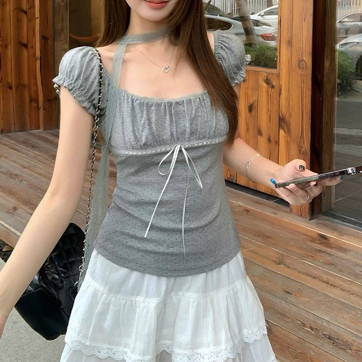 ドット柄 パフスリーブ Tシャツ甘辛系ガールズ☆ | 17kg | 詳細画像7 