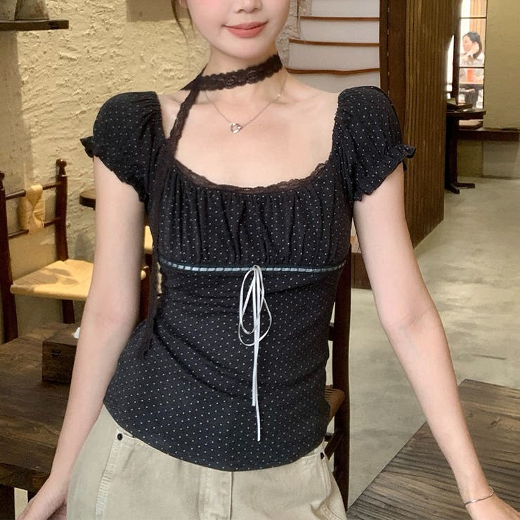 ドット柄 パフスリーブ Tシャツ甘辛系ガールズ☆ | 17kg | 詳細画像4 