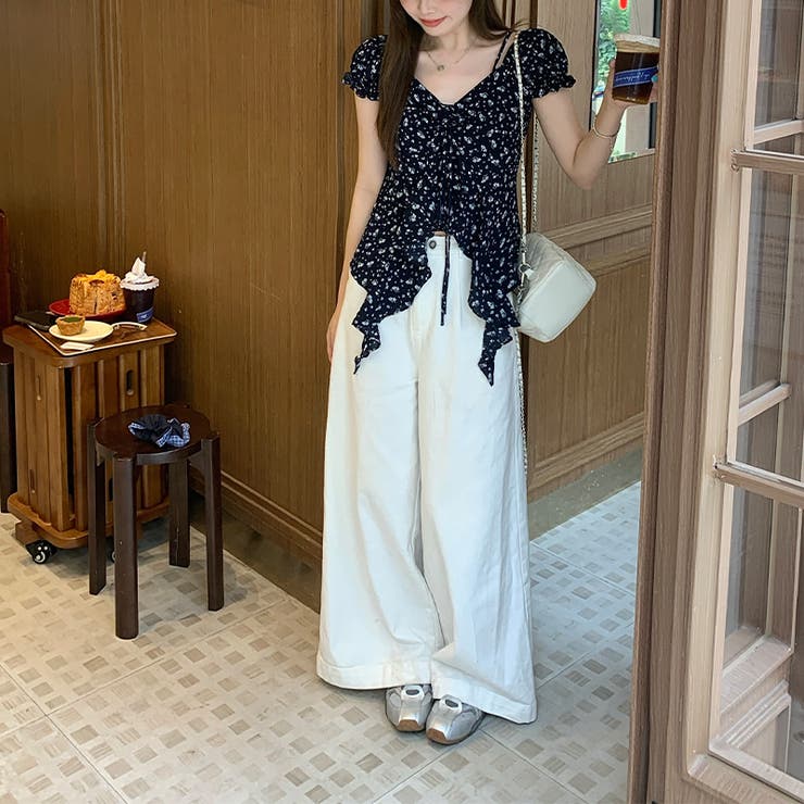小花柄 アシンメトリートップス フリル付き ウエストシェイプゆるカワコーデ☆ | 17kg | 詳細画像6 