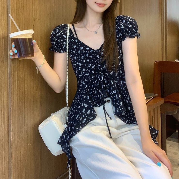 小花柄 アシンメトリートップス フリル付き ウエストシェイプゆるカワコーデ☆ | 17kg | 詳細画像7 