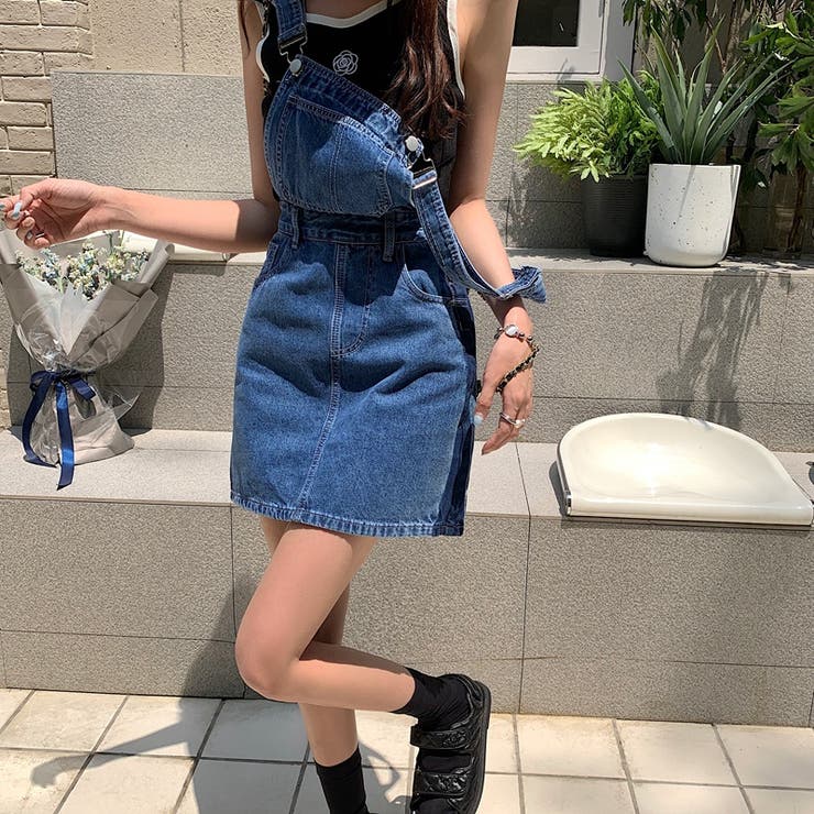cawaii　人気デニム サロペットスカート＋他オシャレインナー2点セット♡春 1.jpg