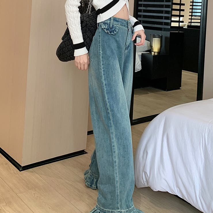 【赤字覚悟！処分セール】大人可愛いスタイルの裾フリルデニムパンツ | 17kg | 詳細画像14 