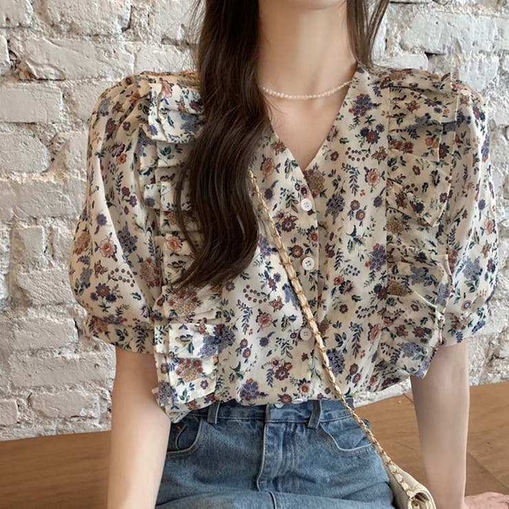 【SHOPLIST限定】韓国ファッションの個性的な花柄！ショートスリーブシャツ | 17kg | 詳細画像3 