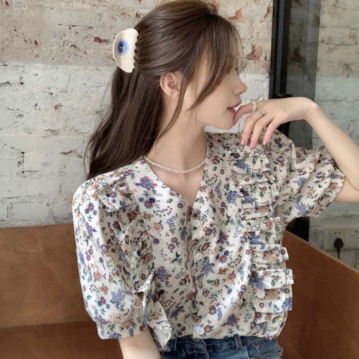 【SHOPLIST限定】韓国ファッションの個性的な花柄！ショートスリーブシャツ | 17kg | 詳細画像9 