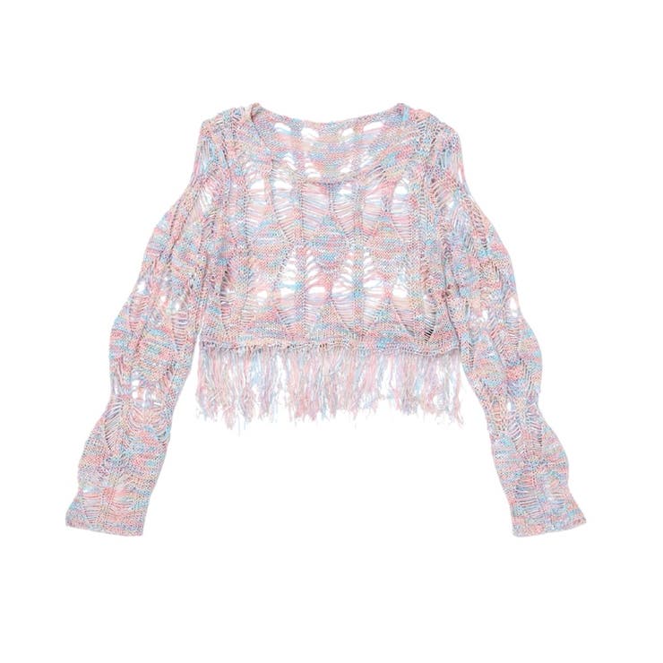 【SHOPLIST限定】動きとエレガンスをプラス。透かし編みニットトップス | 17kg | 詳細画像3 