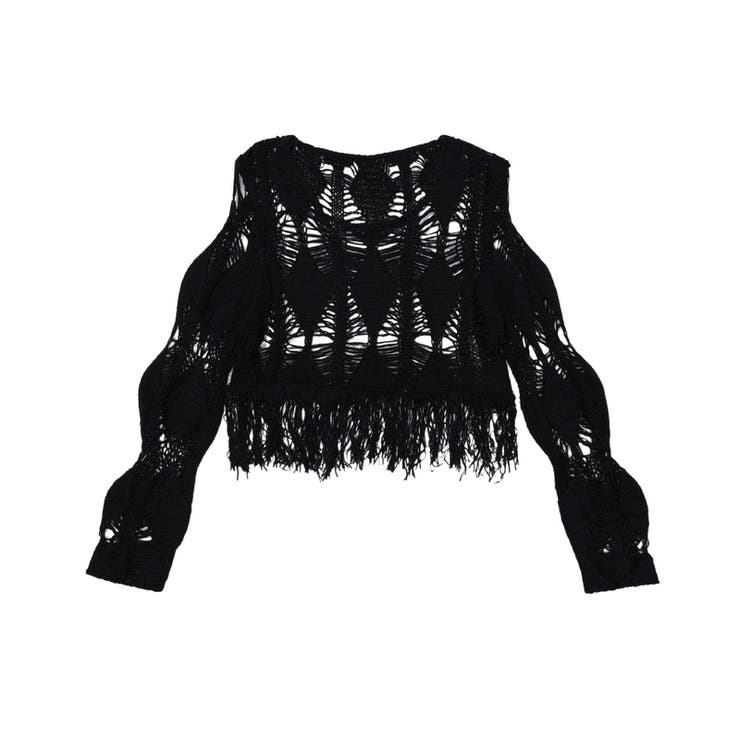 【SHOPLIST限定】動きとエレガンスをプラス。透かし編みニットトップス | 17kg | 詳細画像7 