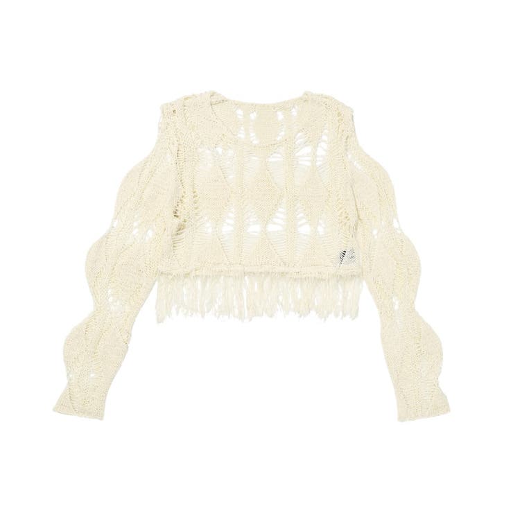 【SHOPLIST限定】動きとエレガンスをプラス。透かし編みニットトップス | 17kg | 詳細画像8 