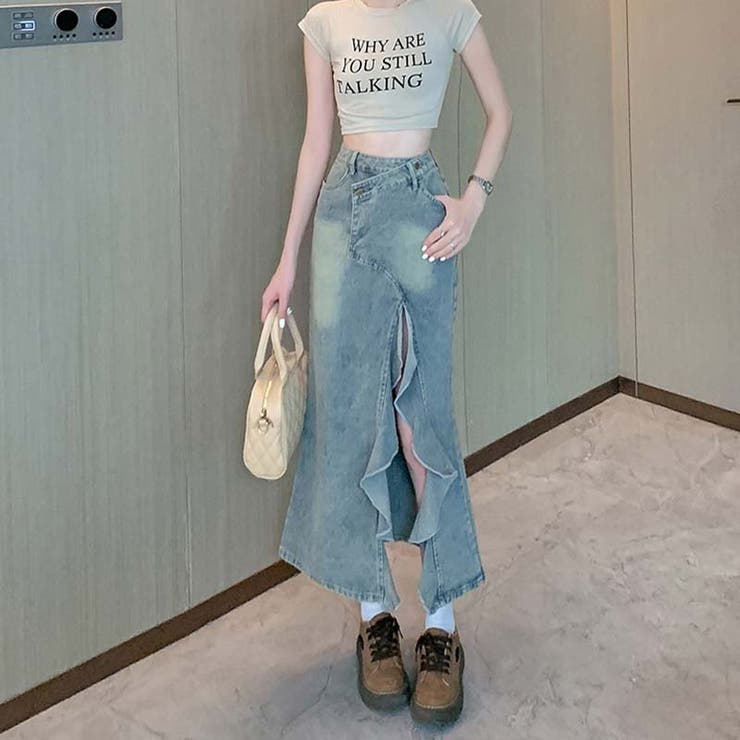 【SHOPLIST限定】体のラインを引き立て。スリット入りデニムスカート | 17kg | 詳細画像11 