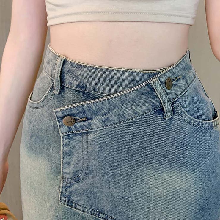 DT♪ 1CERVINO スリット入りデニムスカート 関税込 SHOPLIST限定】体のラインを引き立て。スリット入りデニム