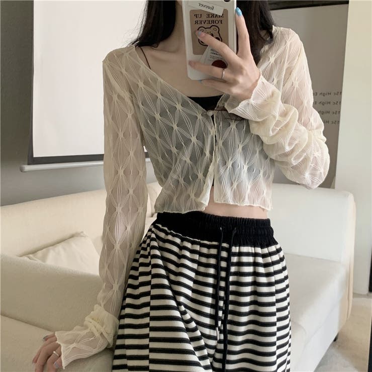 【SHOPLIST限定】通気性抜群で涼しい！ダイヤ柄大きな襟Vネック長袖シャツ | 17kg | 詳細画像6 