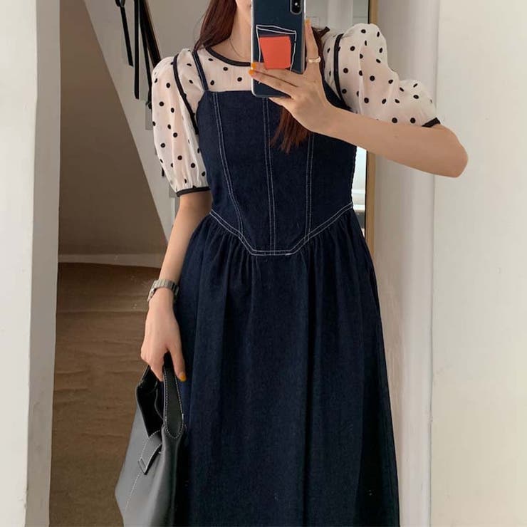 上品♡エレガント【CHANEL】キャミソールワンピース デザインにこだわったエレガントな着こなし。ウォッシュデニム