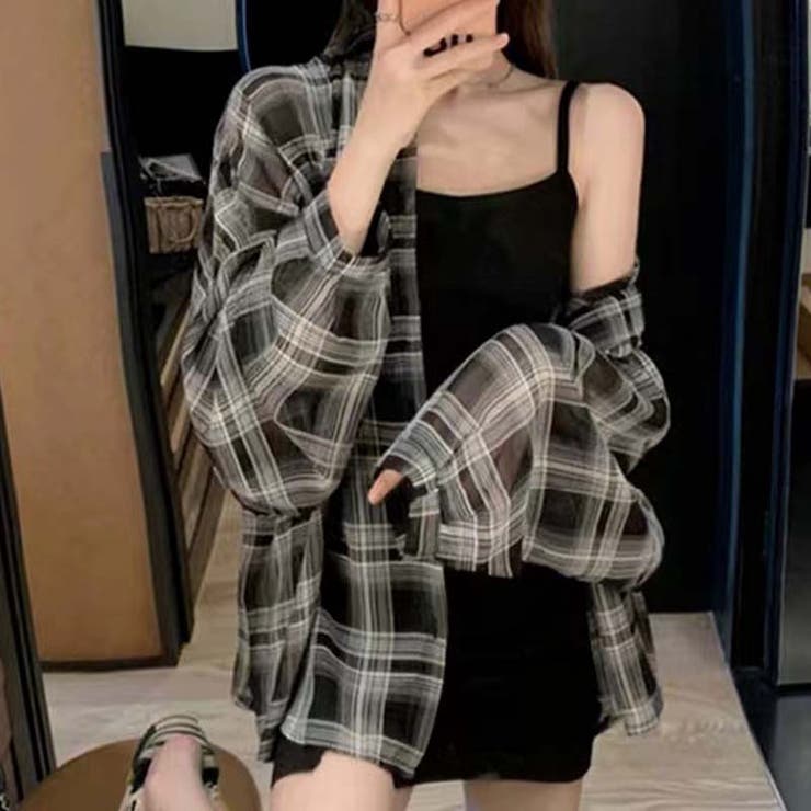 【SHOPLIST限定】日焼け対策に最適！ゆったりしたチェック柄長袖シャツ | 17kg | 詳細画像1 