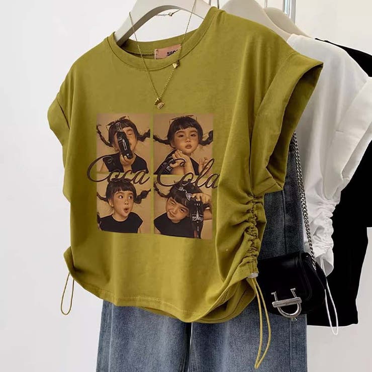 レトロで元気な！女の子のプリント入りフリルスリーブTシャツ | 17kg | 詳細画像1 