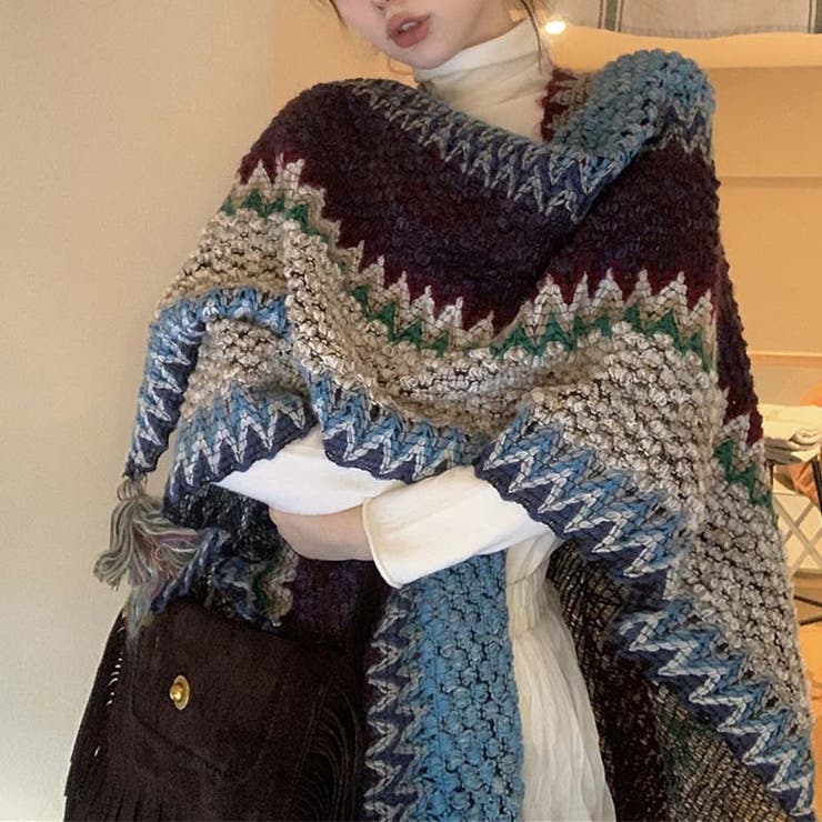 【SHOPLIST限定】エスニック風。ショール毛布カーディガンケープポンチョ | 17kg | 詳細画像1 