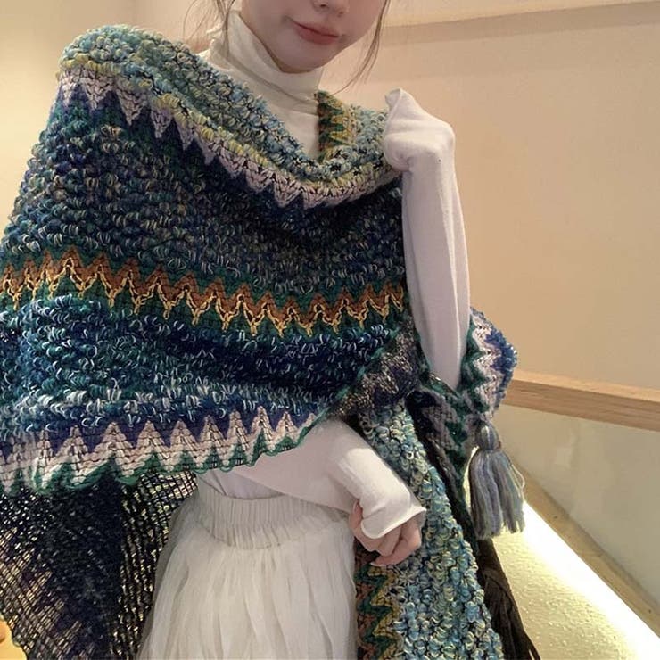 SHOPLIST限定】エスニック風。ショール毛布カーディガンケープ