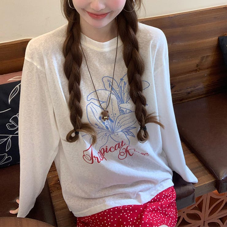 ミレニアル学園風 ゆるカワコーデ☆ボタニカルプリント UVカット ロンT | 17kg | 詳細画像12 