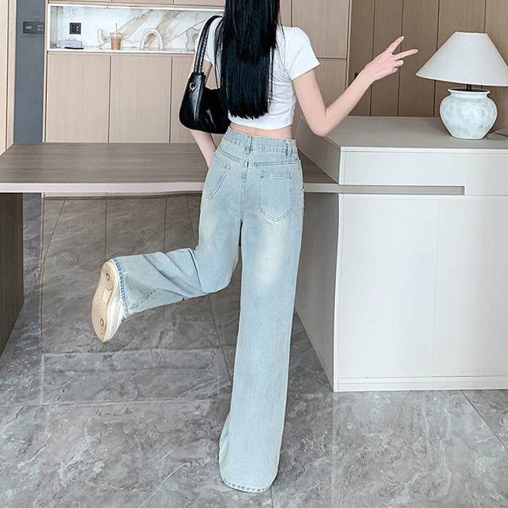 ミレニアル学園風 ゆるカワコーデ☆スタースタッド ストレートデニムパンツ | 17kg | 詳細画像10 