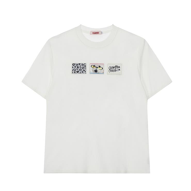 ミレニアル学園風 ゆるカワコーデ☆立体パッチワーク ルーズフィット半袖Tシャツ | 17kg | 詳細画像2 