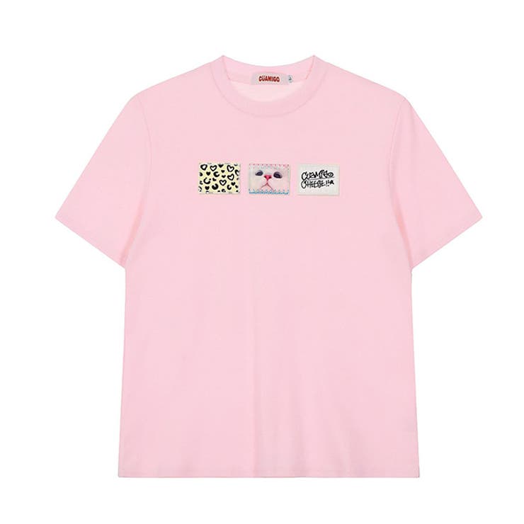 ミレニアル学園風 ゆるカワコーデ☆立体パッチワーク ルーズフィット半袖Tシャツ | 17kg | 詳細画像3 
