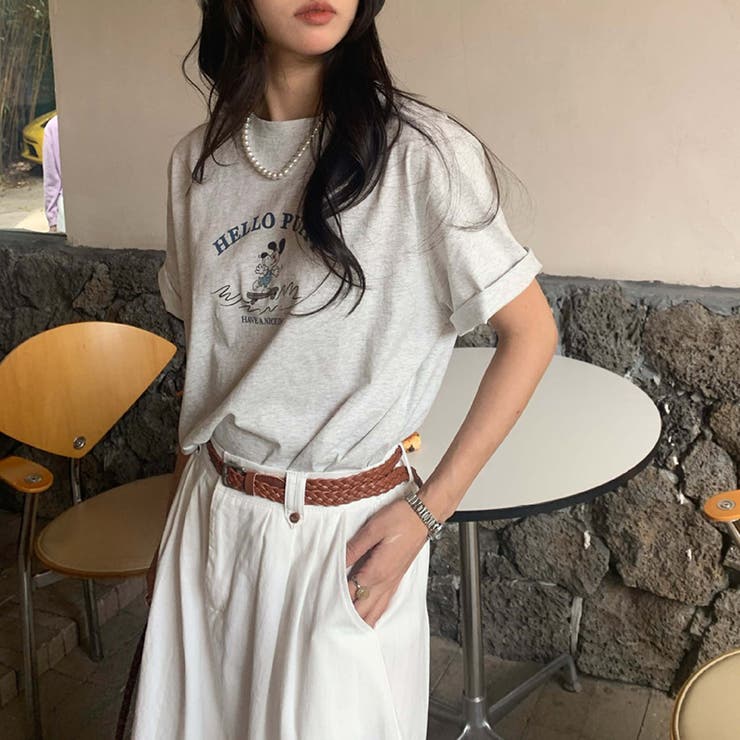 ミレニアル学園風 ゆるカワコーデ☆シンプル韓国風 犬プリント 半袖Tシャツ | 17kg | 詳細画像7 