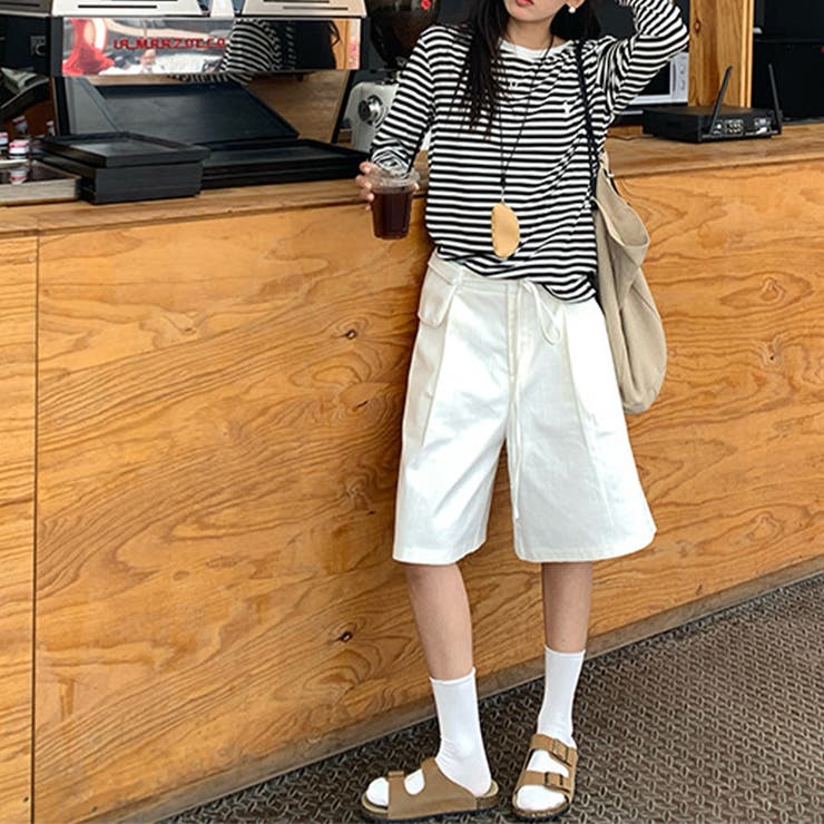 ミレニアル学園風 ゆるカワコーデ ハイウエストワイドデニムハーフパンツ | 17kg | 詳細画像2 