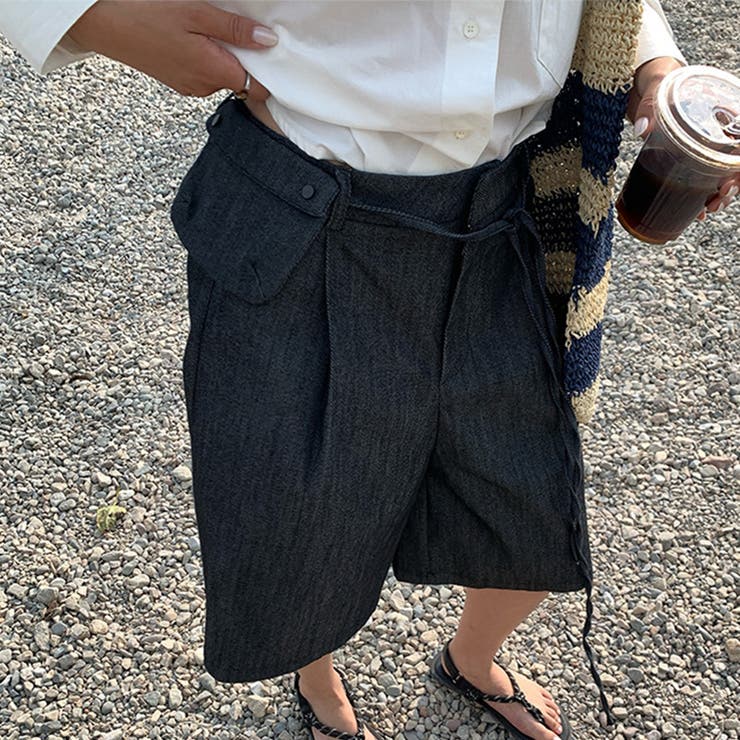 ミレニアル学園風 ゆるカワコーデ ハイウエストワイドデニムハーフパンツ | 17kg | 詳細画像4 