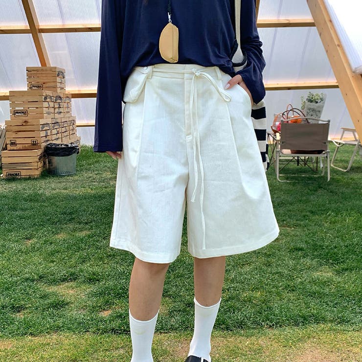 ミレニアル学園風 ゆるカワコーデ ハイウエストワイドデニムハーフパンツ | 17kg | 詳細画像5 