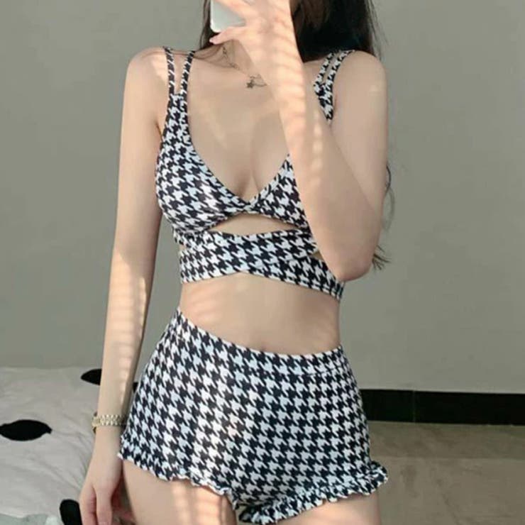 ゆるカワコーデ セクシー千鳥格柄スイムウェア ハイウエスト | 17kg | 詳細画像7
