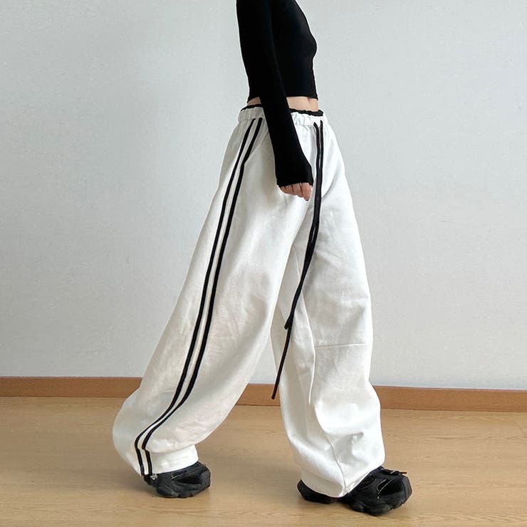 ゆるカワコーデ 配色2ライン スポーティーワイドパンツ | 17kg | 詳細画像3 