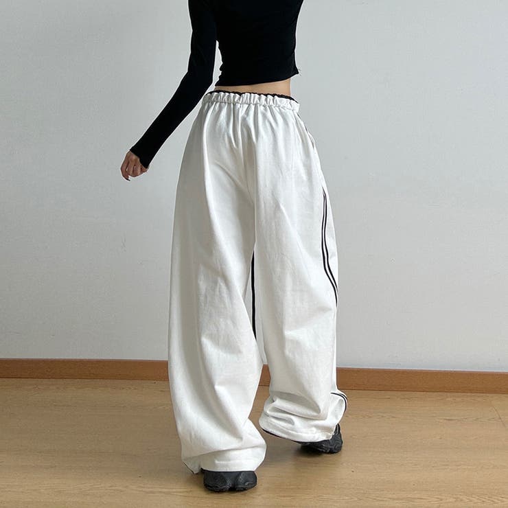 ゆるカワコーデ 配色2ライン スポーティーワイドパンツ | 17kg | 詳細画像4 