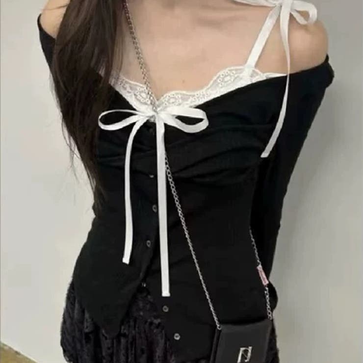 ゆるカワコーデ☆レースキャミソール＋細見え長袖カーディガン 2点セットトップス | 17kg | 詳細画像2 