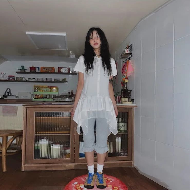 ゆるカワコーデ ガーリーフリルハイウエストインナーハーフパンツ 快適ストレッチミ… | 17kg | 詳細画像10 