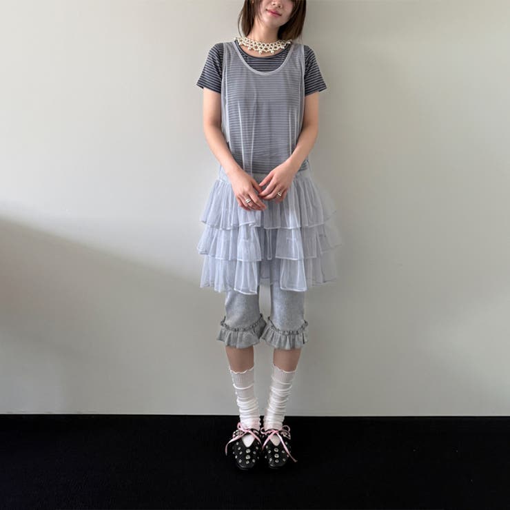 ゆるカワコーデ ガーリーフリルハイウエストインナーハーフパンツ 快適ストレッチミ… | 17kg | 詳細画像3 