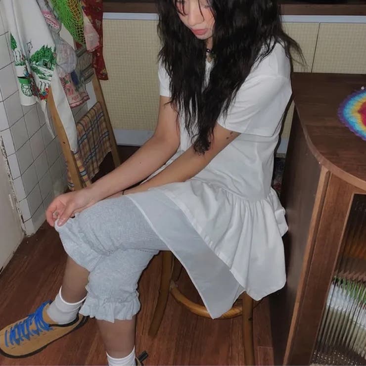 ゆるカワコーデ ガーリーフリルハイウエストインナーハーフパンツ 快適ストレッチミ… | 17kg | 詳細画像8 