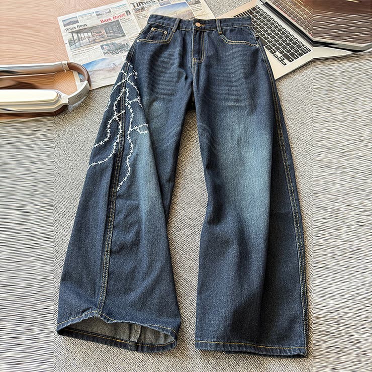 ゆるカワコーデ☆ウォッシュ加工 刺繍ワイドジーンズ | 17kg | 詳細画像58 