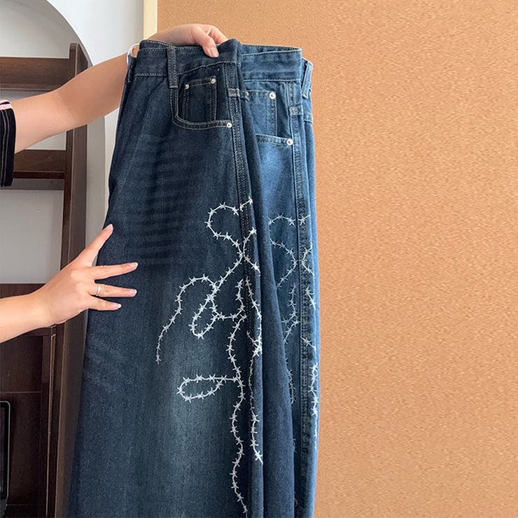 ゆるカワコーデ☆ウォッシュ加工 刺繍ワイドジーンズ | 17kg | 詳細画像60 