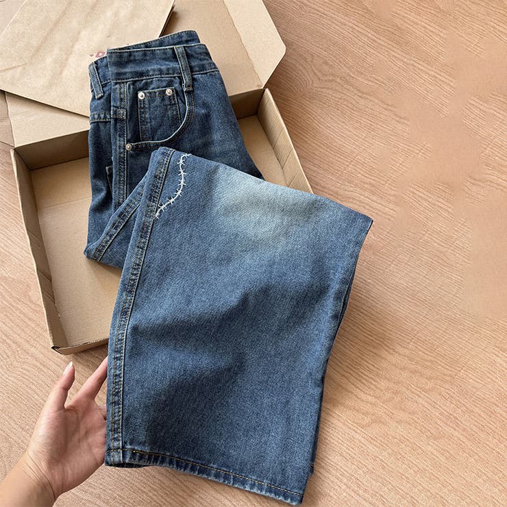 ゆるカワコーデ☆ウォッシュ加工 刺繍ワイドジーンズ | 17kg | 詳細画像63 