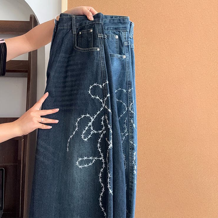 ゆるカワコーデ☆ウォッシュ加工 刺繍ワイドジーンズ | 17kg | 詳細画像65 