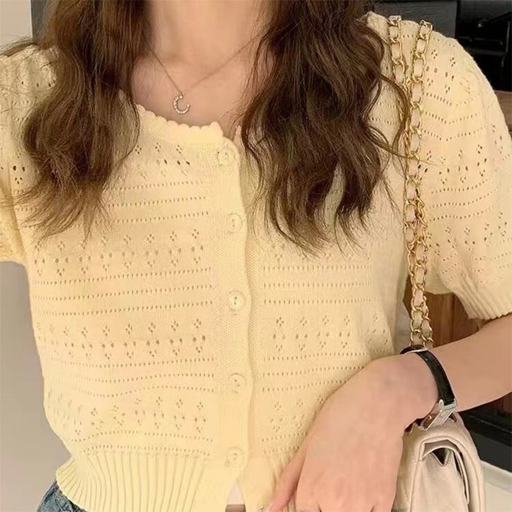 ゆるカワコーデ☆透かし編みニット 小柄用半袖カーディガン | 17kg | 詳細画像4 