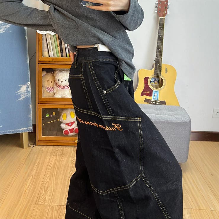 ゆるカワコーデ☆アメリカン刺繍入り 鎌型ジーンズ | 17kg | 詳細画像3 