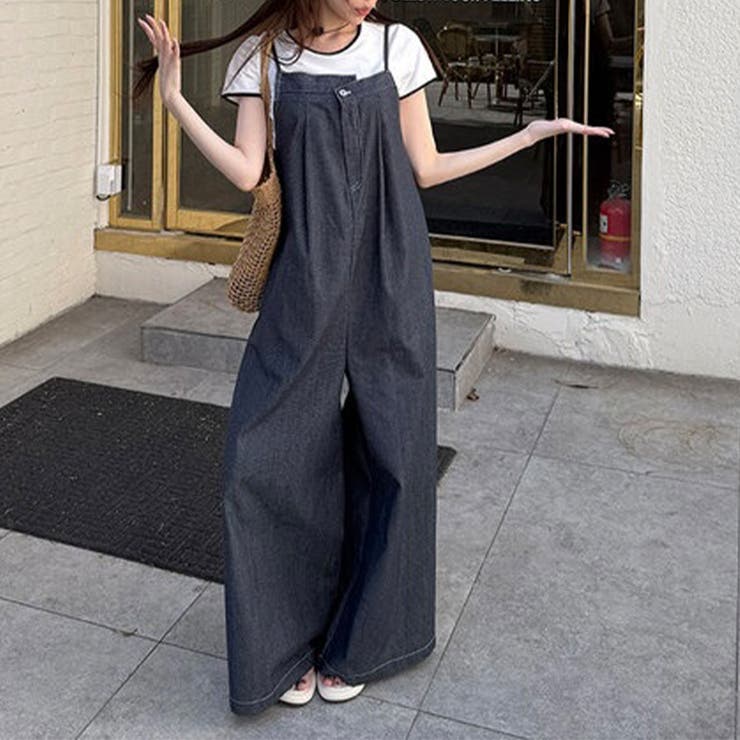 サロペット カジュアル 春秋 可愛いデザイン トレンド 2色 S~2XL ゆるカワコーデ☆2色デザイン感カジュアルサロペット