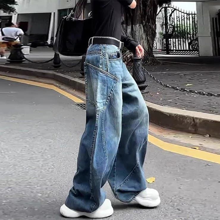 ゆるカワコーデ ハイウエストタックワイドデニムパンツ ヴィンテージウォッシュ | 17kg | 詳細画像5 