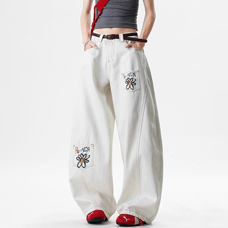 ゆるカワコーデ デニムパンツ フラワー刺繍 | 17kg | 詳細画像1 