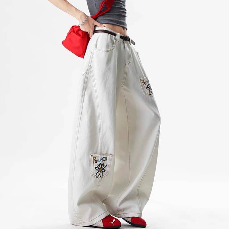 ゆるカワコーデ デニムパンツ フラワー刺繍 | 17kg | 詳細画像7 