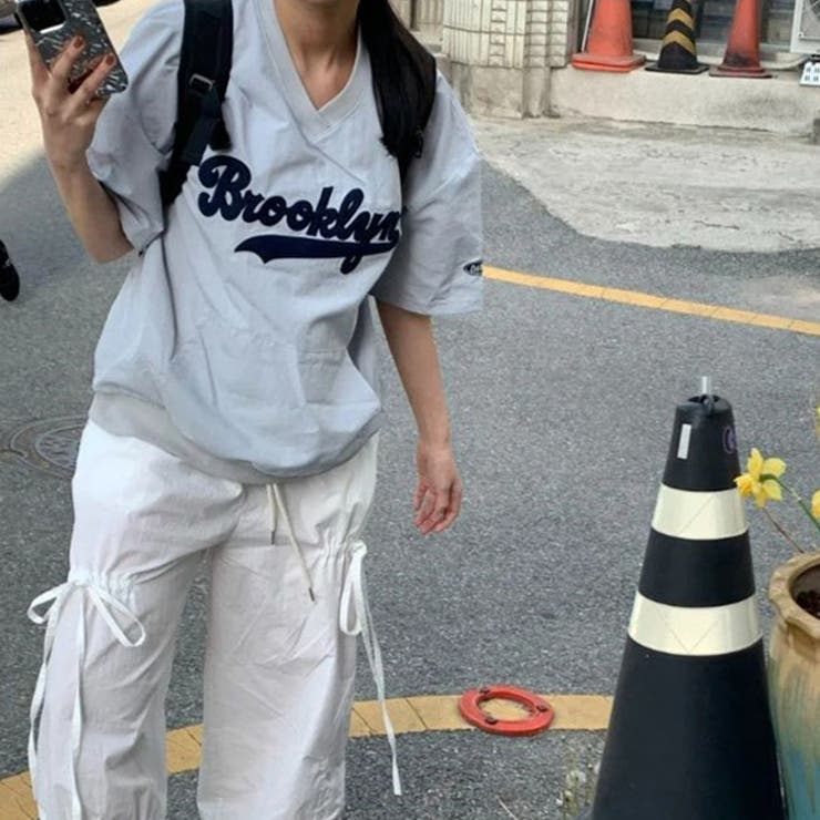 ゆるカワコーデ☆ナイロンTシャツ 半袖 スポーツ風 ロゴ刺繍 クール素材 | 17kg | 詳細画像3 