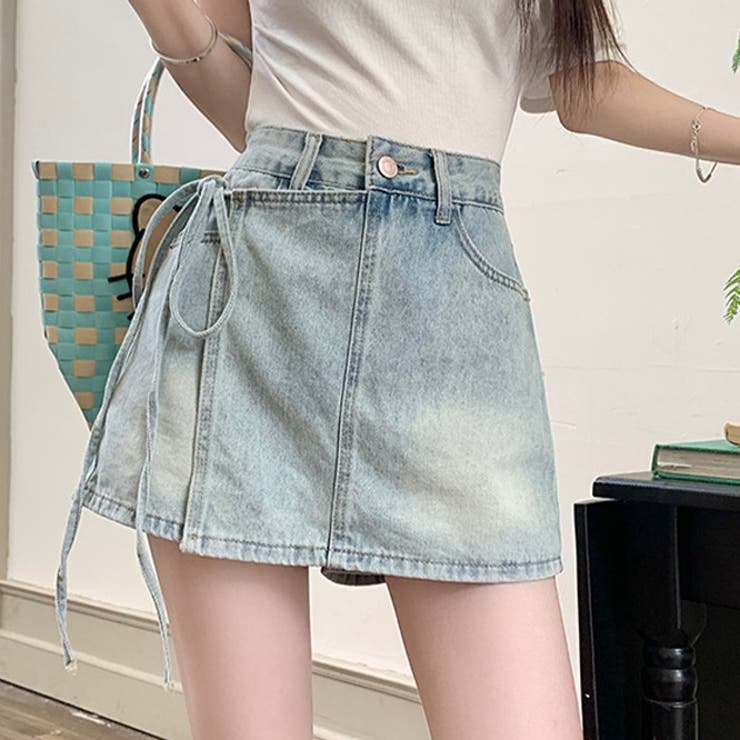 ゆるカワコーデ スカート付きデニムショートパンツ ハイウエスト | 17kg | 詳細画像2 
