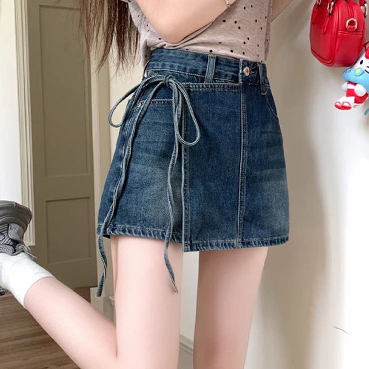 ゆるカワコーデ スカート付きデニムショートパンツ ハイウエスト | 17kg | 詳細画像11 