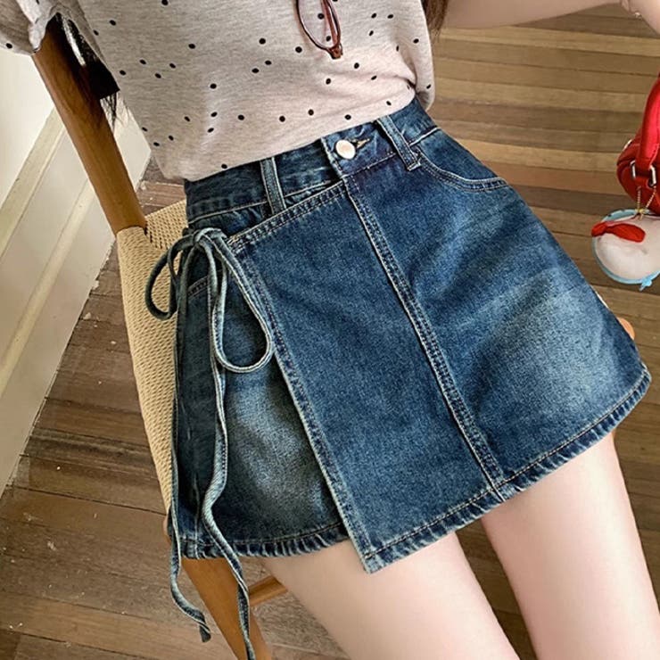 ゆるカワコーデ スカート付きデニムショートパンツ ハイウエスト | 17kg | 詳細画像12 