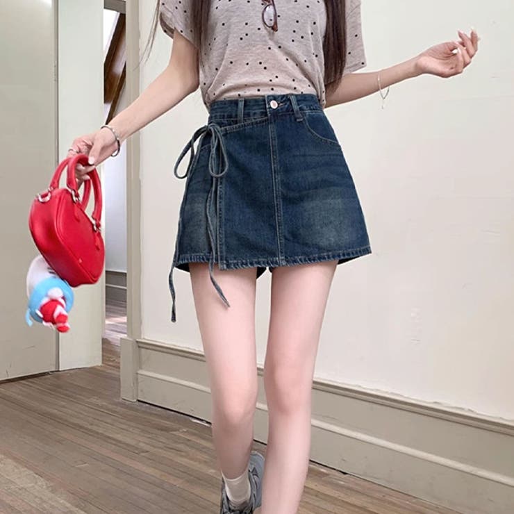 ゆるカワコーデ スカート付きデニムショートパンツ ハイウエスト | 17kg | 詳細画像15 